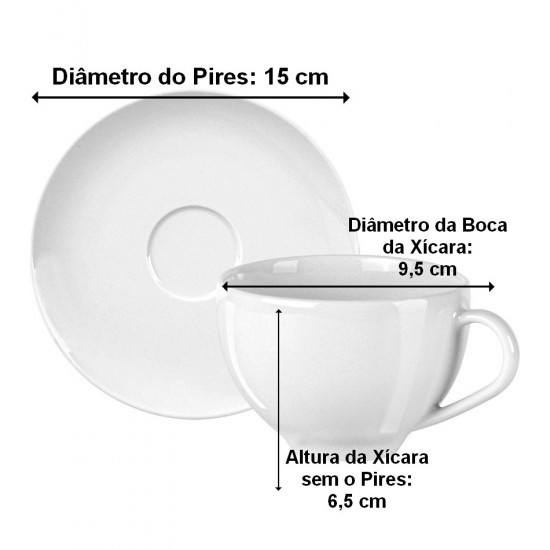 Xícara Para Chá 250ml Maria Augusta Porcelana Tramontina